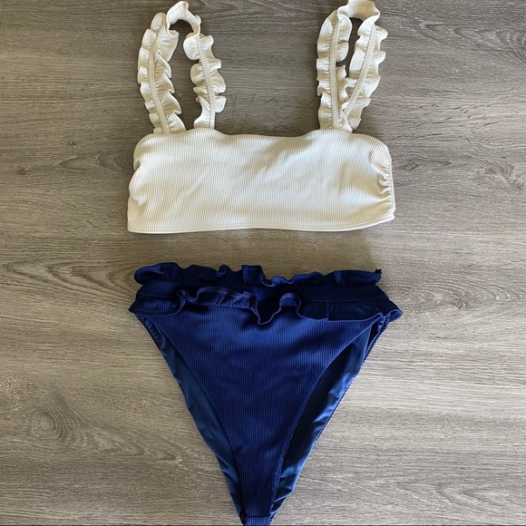 Beach Riot Rib Ruffled bikini top and bottom - Picture 3 of 7